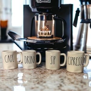 Rae Dunn set of 4 Expresso mugs